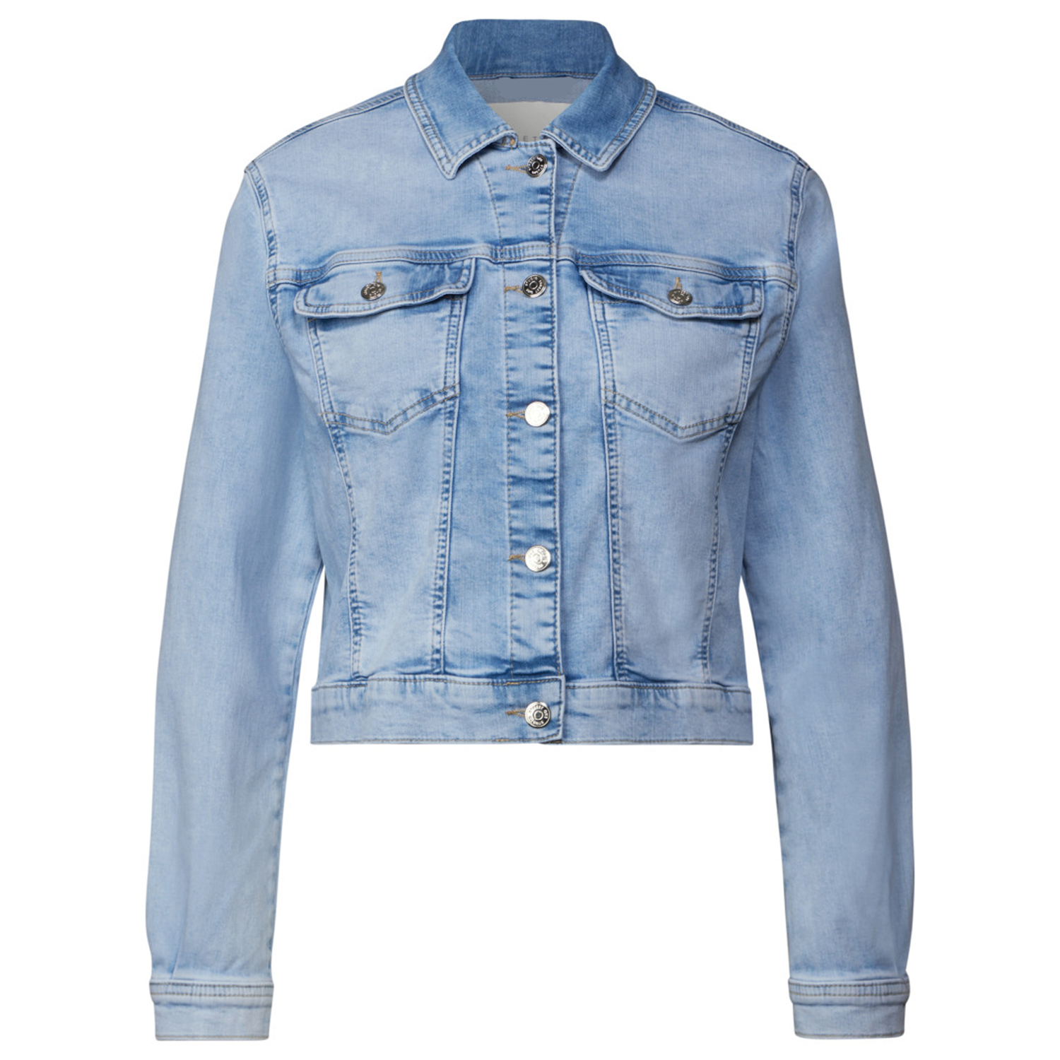 Light Wash Cropped Fitted Denim Jacket